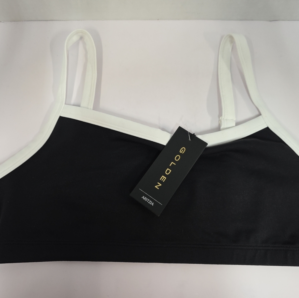 Aritzia Golden Sports Bra Black And White With Adjustable Straps